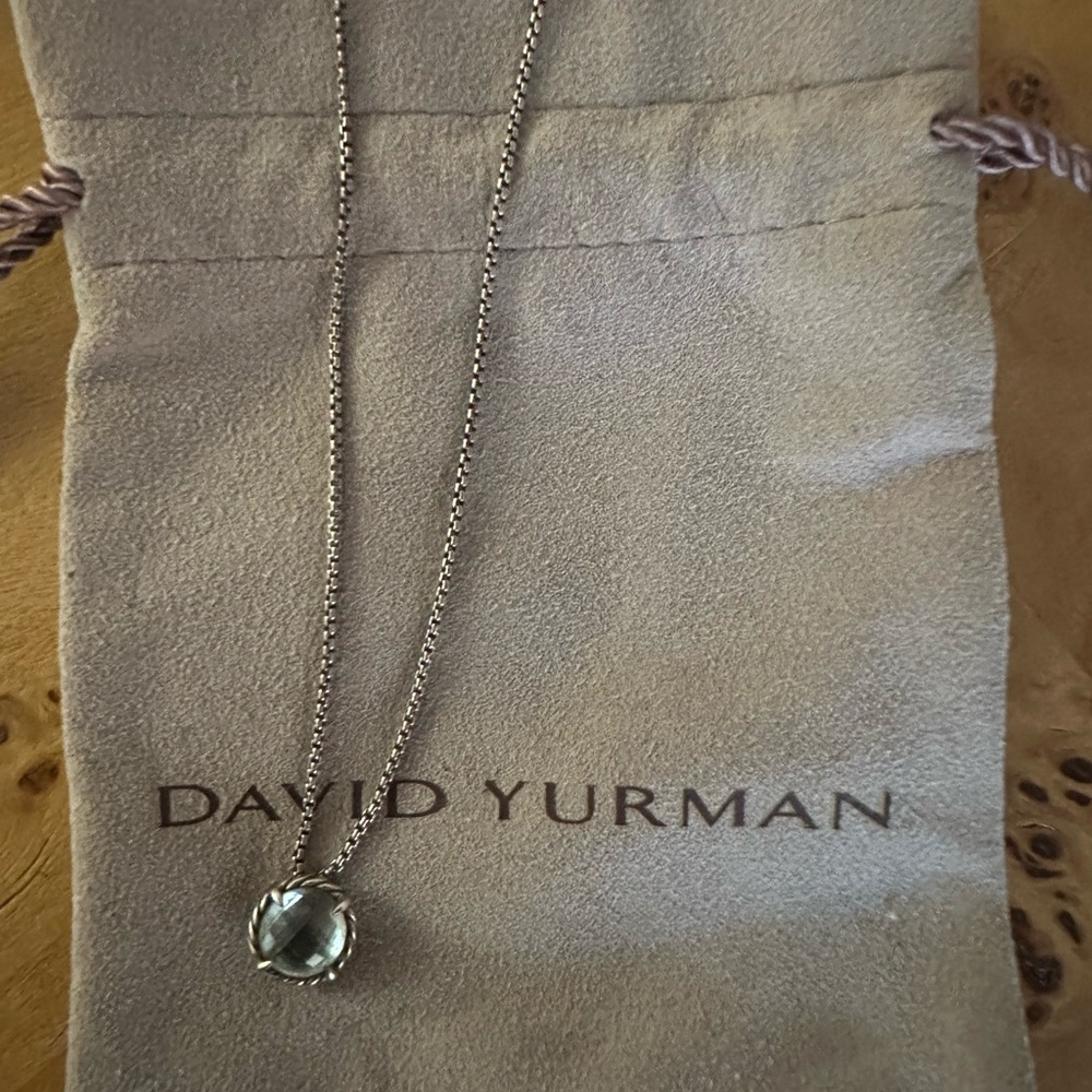 David Yurman Silver Necklace with Aquamarine Pendant